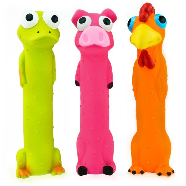Chiwava 3 Pack 9 Inch Squeaky Latex Dog Toys Standing Stick Animal - Image 8