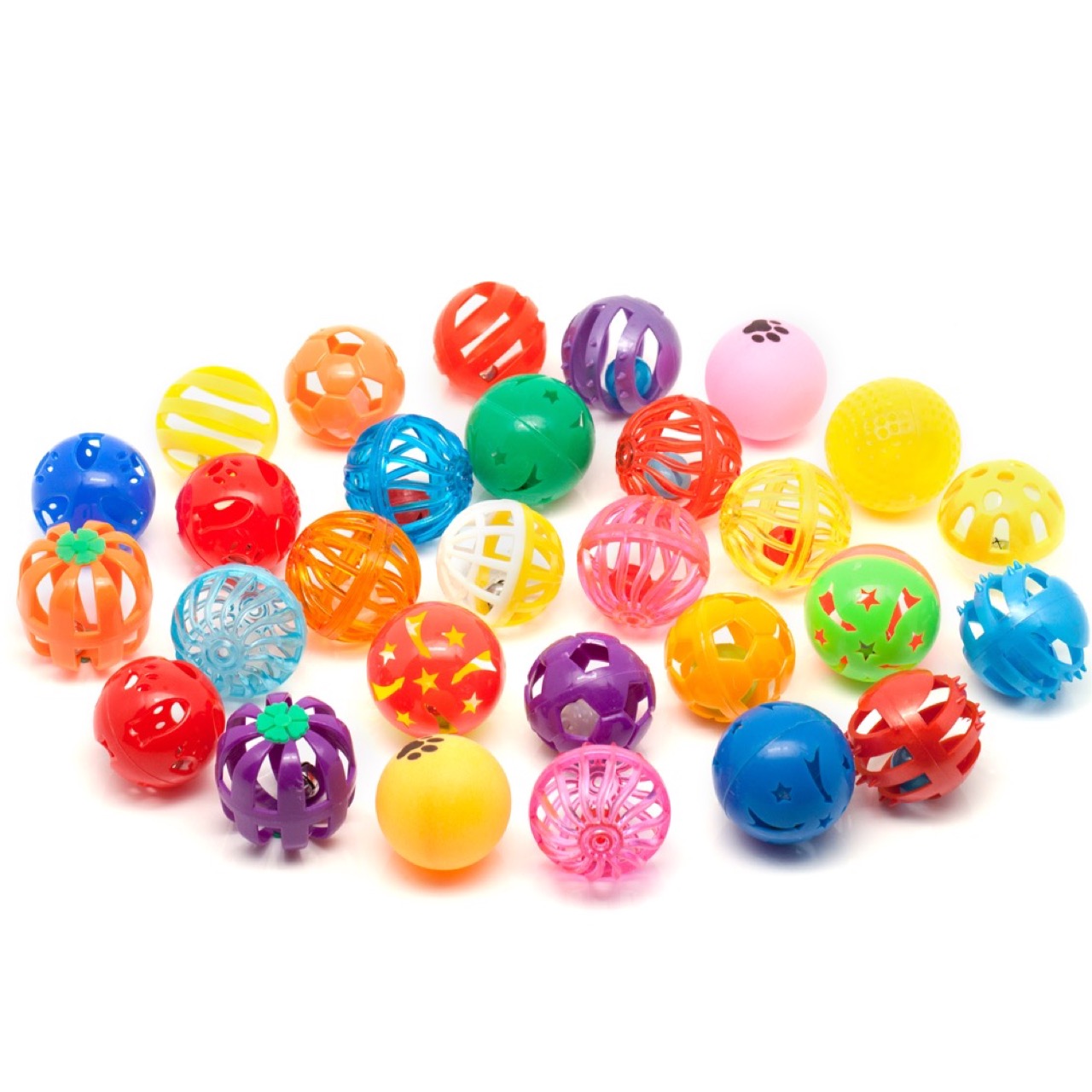 Demiawaking 10Pcs Plastic Colorful Cat Balls with Bells Sound Ball Fun Activity Play Toy Interactive for Cat Kitten Pets