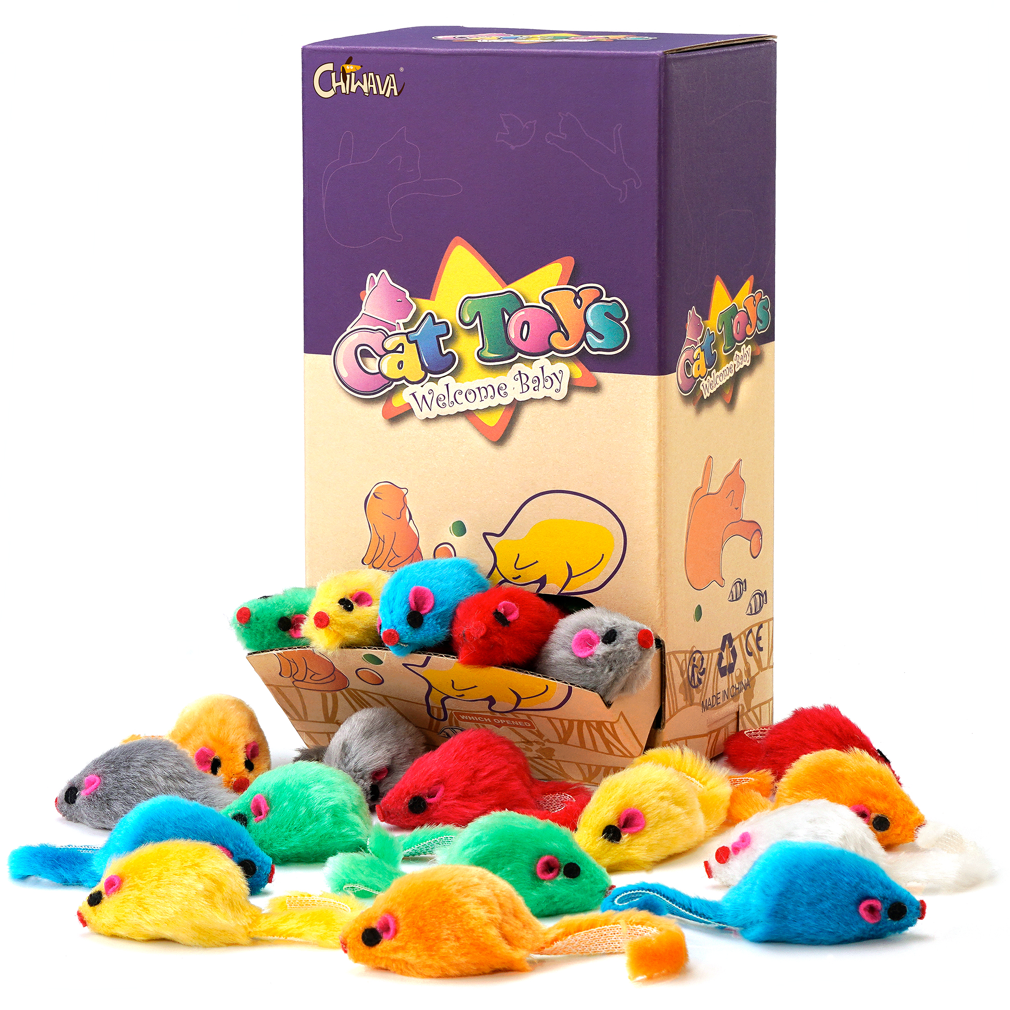 15 Pcs Plush Cat Toys - Furry Mouse Toys With Rattle For Kitten Play & Teasing