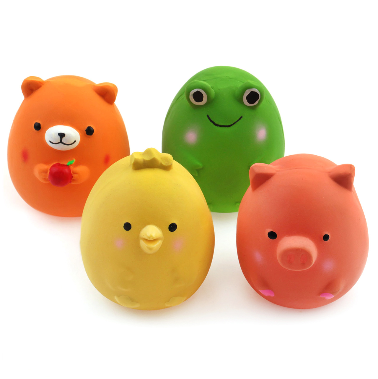 Chiwava Lot de 4 jouets pour chiots en latex grinçant de 2,4 pouces Ensembles d'animaux amusants