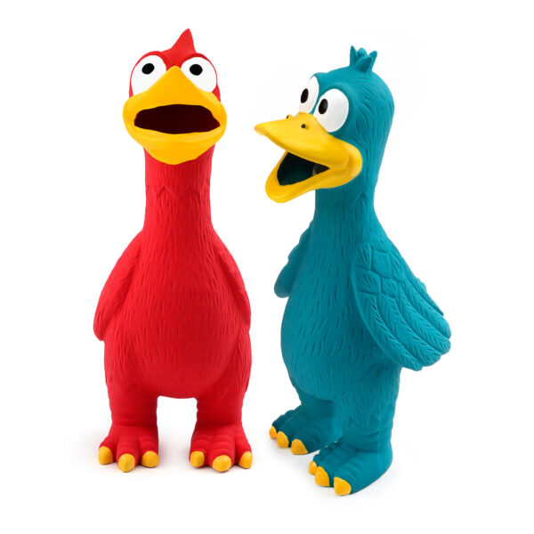 Chiwava 2 Pack Squeaky Latex Dog Toys Standing Chicken Assorted Color - Image 10