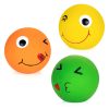 Chiwava 3 Pack 2.7'' Latex Squeaky Dog Toy Ball Smiley Face Round Balls