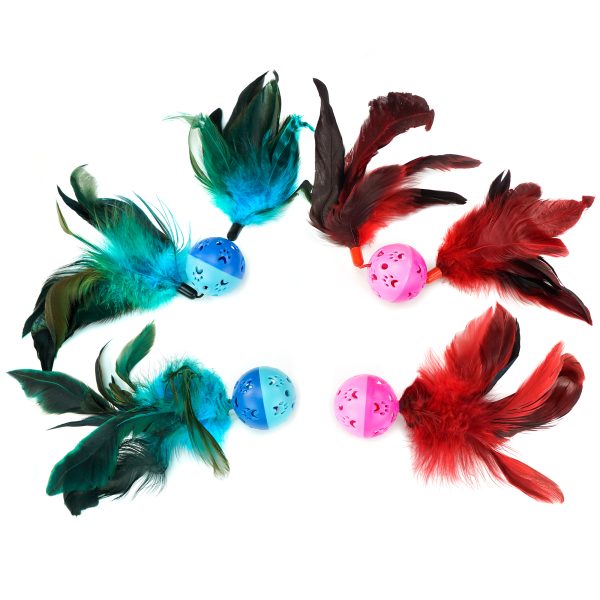 Chiwava 10PCS 2" Paw Print Bell Balls with Feather - Image 7