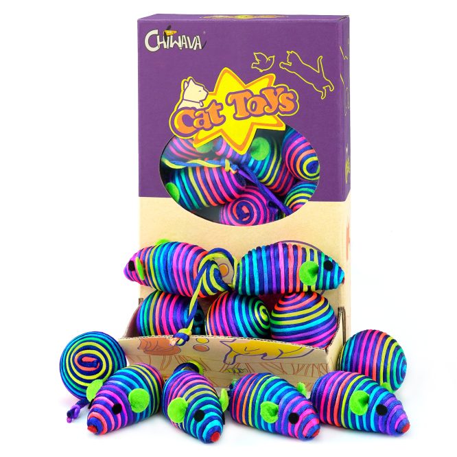 Chiwava 18PCS Rainbow Rope Ball and Mice