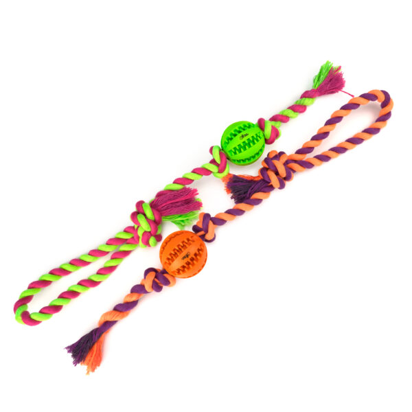 Chiwava 2 Pack 2″ Rope Rubber Dog Toys,Dental Ball on Rope, Tug Fetch Ball for Small Dog Assorted Color – Bild 8