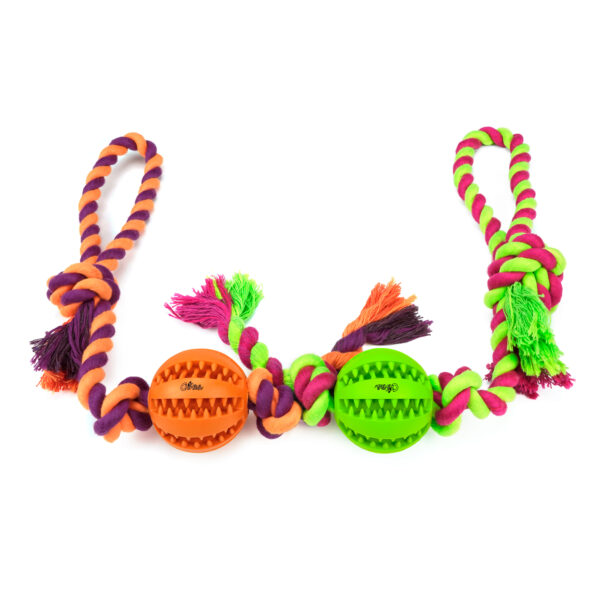 Chiwava 2 Pack 2″ Rope Rubber Dog Toys,Dental Ball on Rope, Tug Fetch Ball for Small Dog Assorted Color – Bild 10