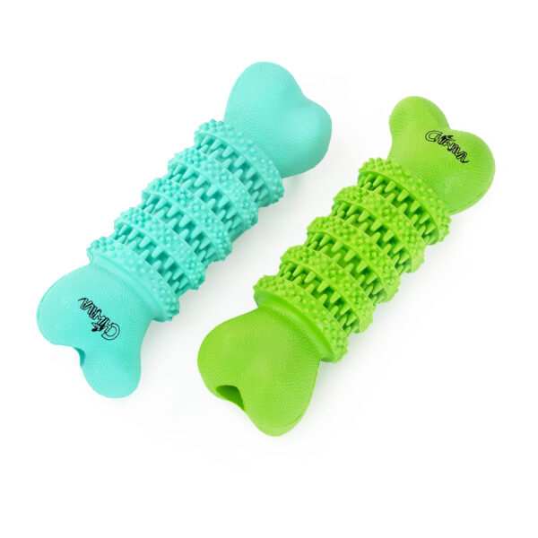 Chiwava 2 Pack 5.1″ Rubber Bone Dental Dog Toy Stick Bones Teeth Cleaning for Small Dogs Assorted Color