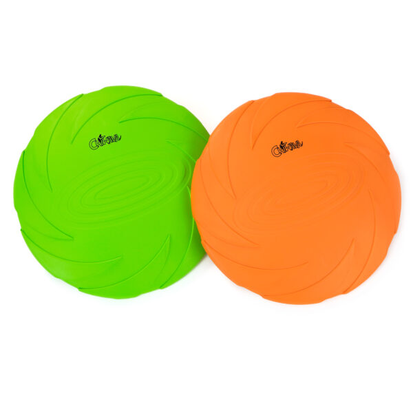 Chiwava 2 Pack 7.1" Rubber Dog Flying Disc,Fetch Toy for Dogs Outdoor Play for Medium Dogs