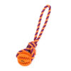 Chiwava 2.8" Dog Training Ball on Rope, Rubber Rope Dog Toys Ball with Handle for Tug of War Training Rewards for Medium Large Dogs,Color Orange