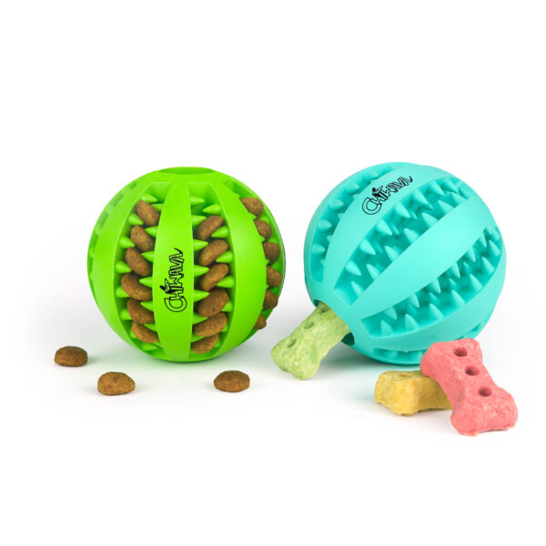 Chiwava 2 Pack 2.36" Rubber Teething Dog Toy Dental Balls Food Treat Feeder Chew Ball for Medium Dogs - 画像 (10)