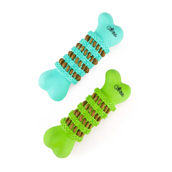 Chiwava 2 Pack 5.1″ Rubber Bone Dental Dog Toy Stick Bones Teeth Cleaning for Small Dogs Assorted Color – Image 8