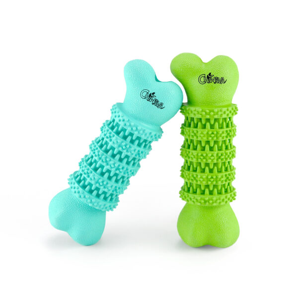 Chiwava 2 Pack 5.1″ Rubber Bone Dental Dog Toy Stick Bones Teeth Cleaning for Small Dogs Assorted Color – Image 9