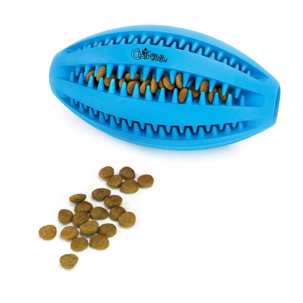 Chiwava 4.5″ Rubber Dental Rugby Ball Oval Rugbys for Medium Large Dogs Color Blue - 画像 (2)