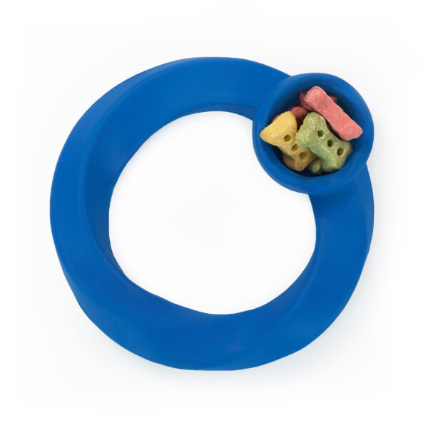 Chiwava 6.4″ Rubber Ring Dog Toy with Snack Bowl Training Fetch Toys for Large Dogs Color Blue - Image 3