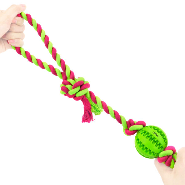 Chiwava 2 Pack 2″ Rope Rubber Dog Toys,Dental Ball on Rope, Tug Fetch Ball for Small Dog Assorted Color - Image 4