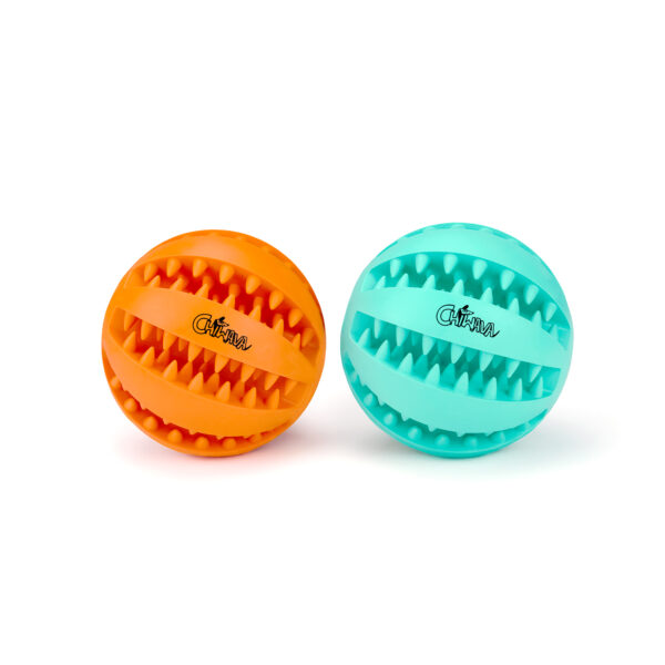Chiwava 2 Pack 2.75" Rubber Teething Dog Toy Dental Balls Food Treat Feeder Chew Ball for Large Dogs – Image 9
