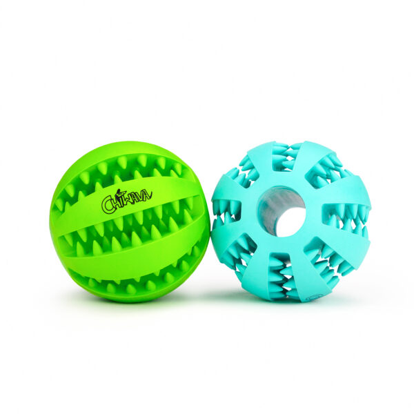 Chiwava 2 Pack 2.36" Rubber Teething Dog Toy Dental Balls Food Treat Feeder Chew Ball for Medium Dogs - 画像 (7)