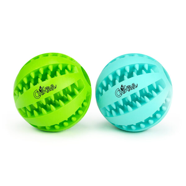 Chiwava 2 Pack 2.36" Rubber Teething Dog Toy Dental Balls Food Treat Feeder Chew Ball for Medium Dogs - 画像 (9)