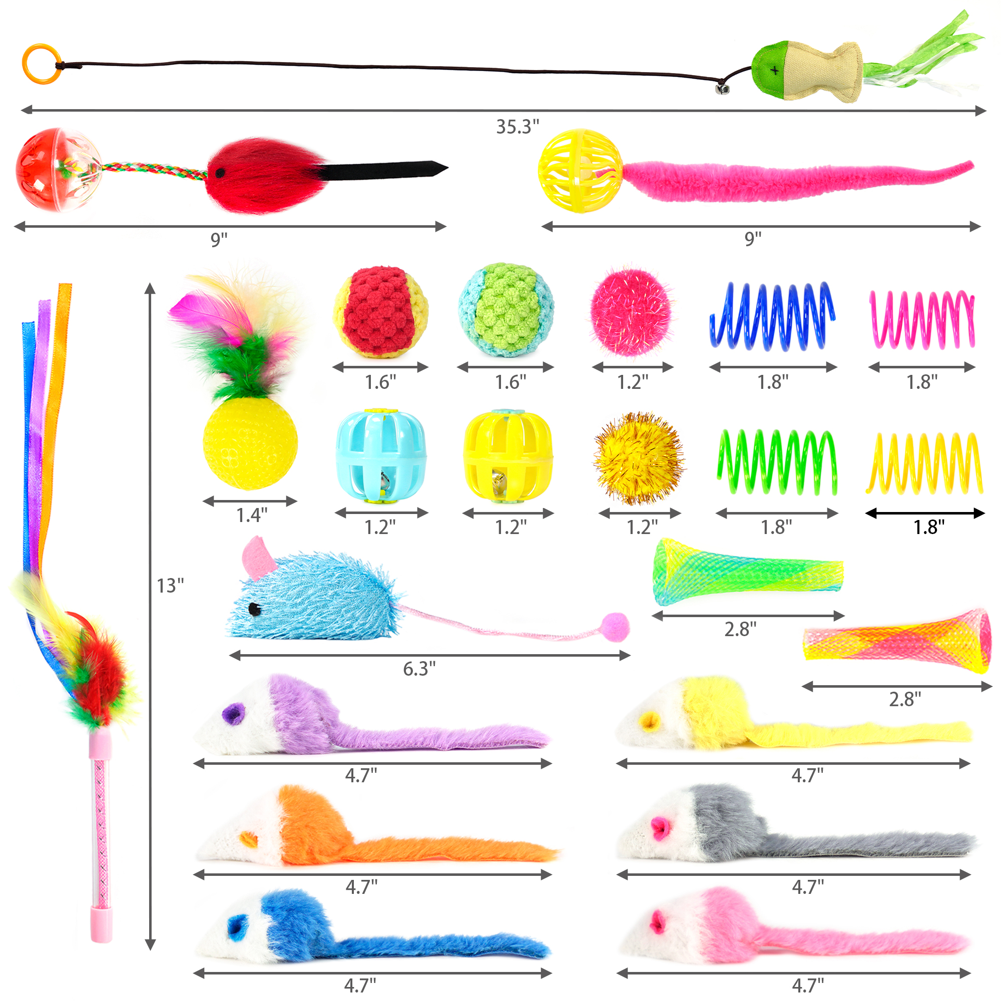 CHIWAVA 24PCS Interactive Cat Toy Set Indoor Kitten Toys Box Variety Pack - 画像 (5)